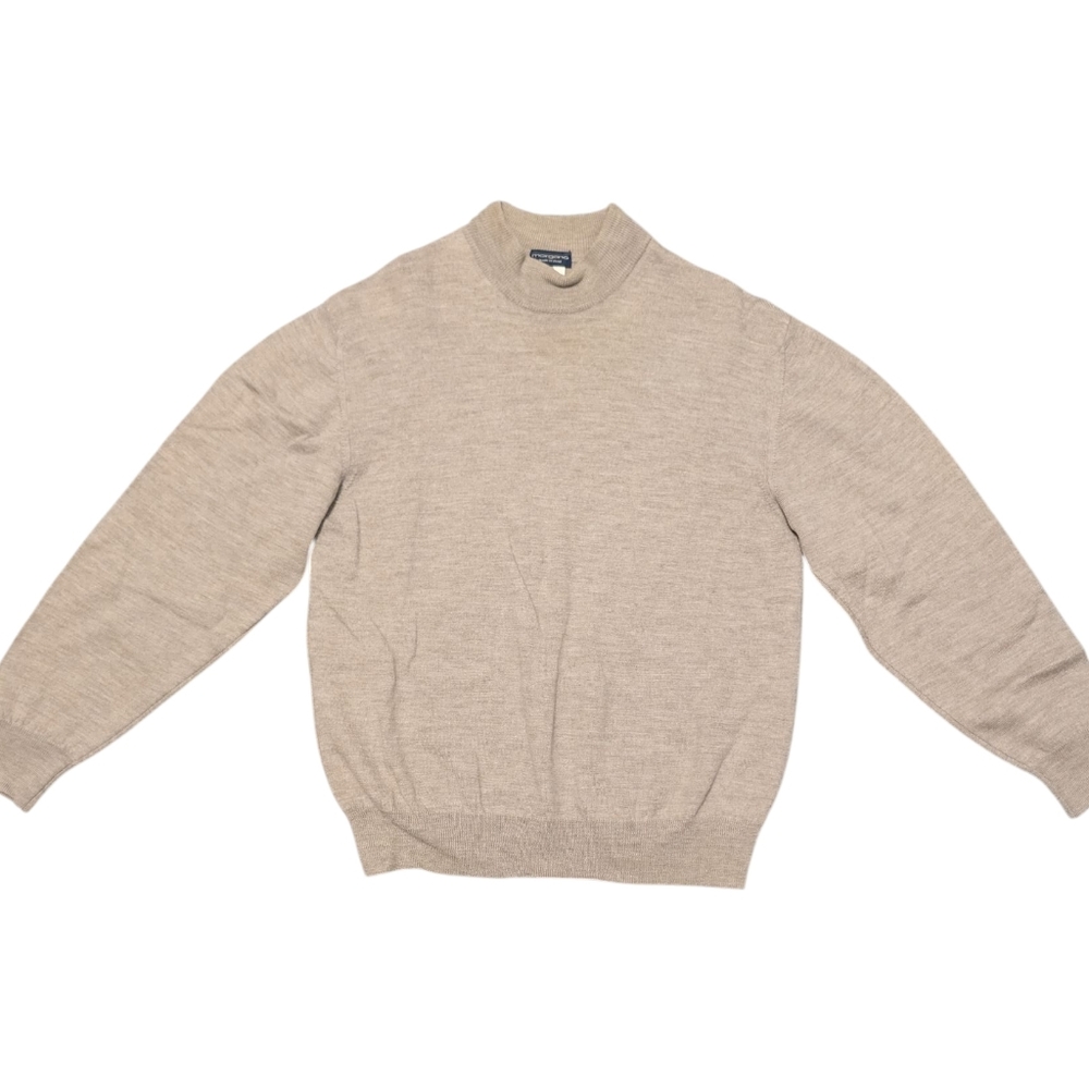 Woolmark Morgano Wool Elegant Beige‎ Turtleneck Sweater Women's Large